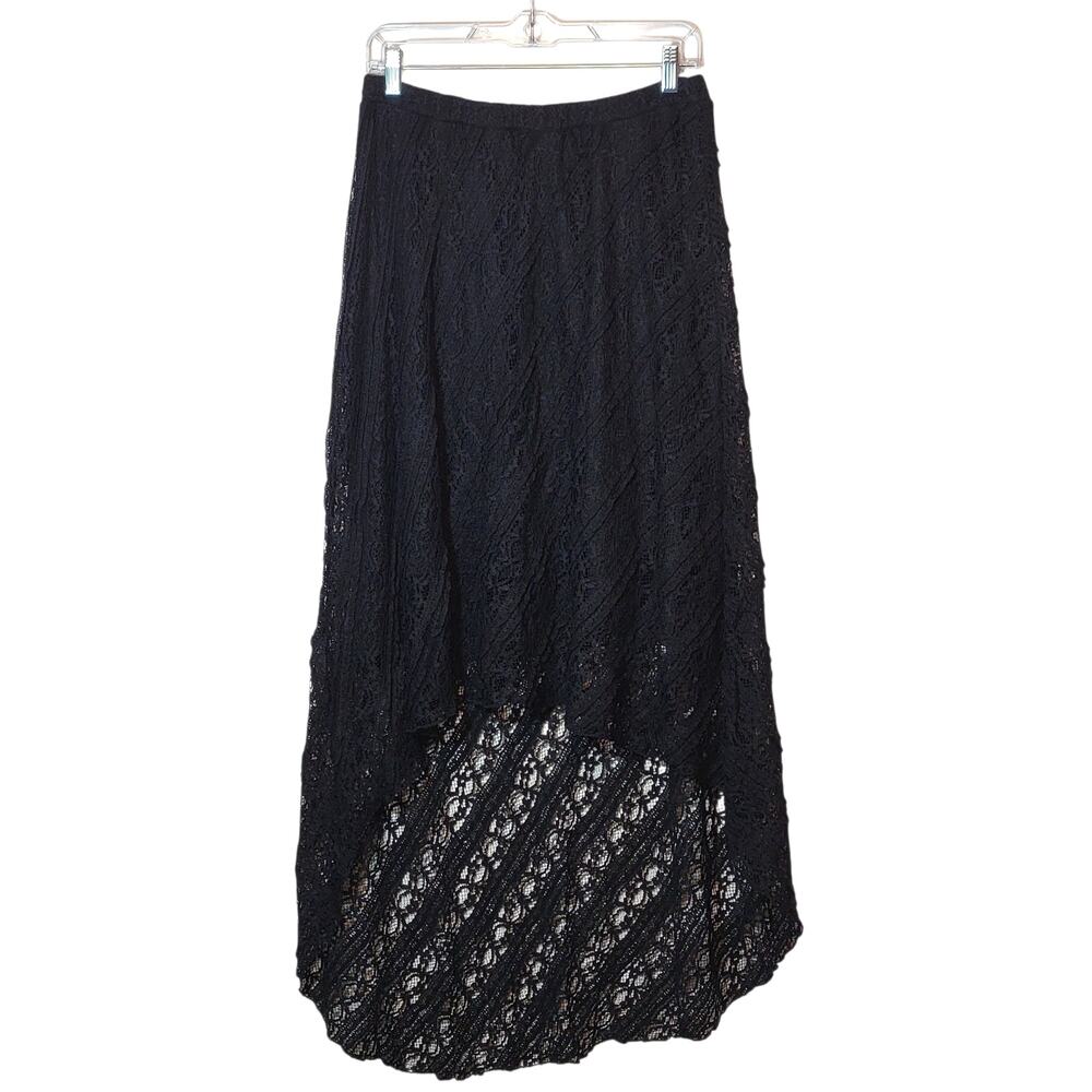 Ethyl Black Lace Hi Low Skirt Size L Boho Chic Festival